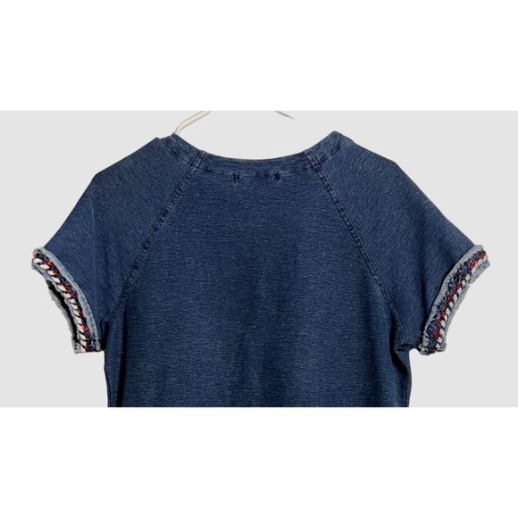 Max Jeans women's blue pullover dress size M denim look, short sleeve - Picture 5 of 9